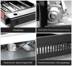 HOMELUX HOMELUX Gaskocher Camping Gasgrill+Grillpfanne+Glasdeckel+Gaskartuschen Campinggrill, (4-St), 2,2KW  Газовая плита HOMELUX походный газовый гриль + сковорода-гриль + стеклянная крышка + газовые баллончики походный гриль, (4 шт.), 2,2 кВт