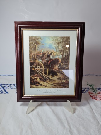 Adolphe Yvon Репродукция картины "Атака кирасир при Рейшсоффене" худ. Адольф Ивон, 30см x 25.5см, Германия, 1970-80гг.