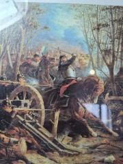 Adolphe Yvon Репродукция картины &quot;Атака кирасир при Рейшсоффене&quot; худ. Адольф Ивон, 30см x 25.5см, Германия, 1970-80гг.