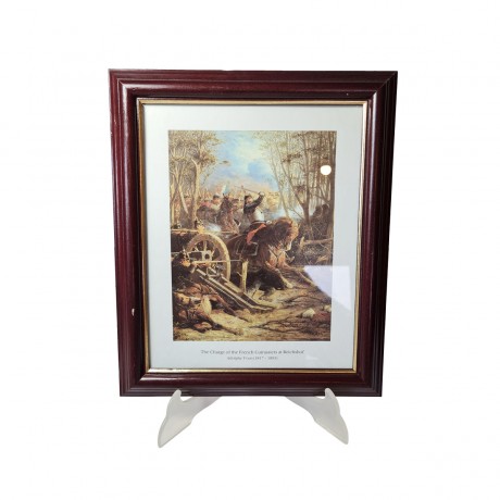 Adolphe Yvon Репродукция картины "Атака кирасир при Рейшсоффене" худ. Адольф Ивон, 30см x 25.5см, Германия, 1970-80гг.