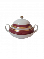 Seltmann Weiden Винтажное блюдо с крышкой и с бордово-позолоченным ободком, 28см x 17см, Германия, 1960-70гг.