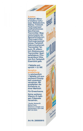 tetesept Vitamin D3 10.000 I.E. Wochendepot 12 tabletten, Витамин D3 10000 единиц, еженедельное депо (1 таблетка в неделю), 12 таблеток (на 3 месяца)