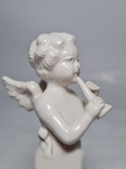 Статуэтка винтажная &quot;Ангел с флейтой&quot;, белый фарфор, Vecchia Bassano, 14,5 x 6 см, Италия, 1960-70гг.