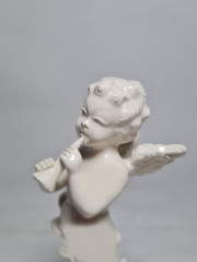 Статуэтка винтажная &quot;Ангел с флейтой&quot;, белый фарфор, Vecchia Bassano, 14,5 x 6 см, Италия, 1960-70гг.