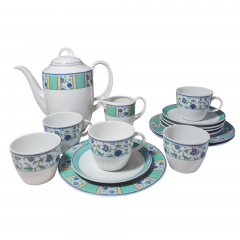 Чайный сервиз винтажный Winterling Bavaria на 5 персон с бирюзово-синим декором, фарфор, Германия, 1960-70гг.