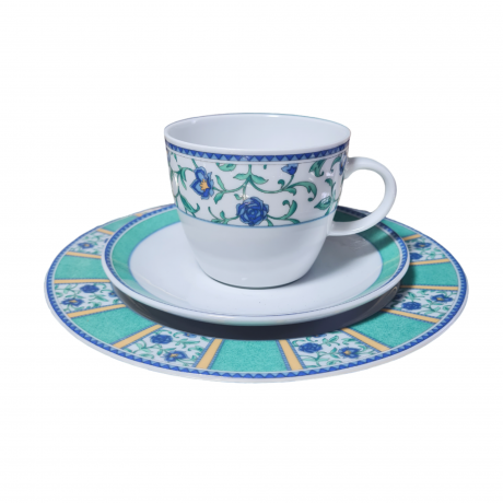 Чайный сервиз винтажный Winterling Bavaria на 5 персон с бирюзово-синим декором, фарфор, Германия, 1960-70гг.