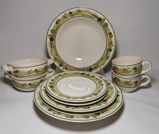 Pfalzkeramik "Heimatliebe", Пфальзкерамик Обеденный сервиз с сельскими пейзажами на 2 персоны, 10 предметов, 1975-1980гг