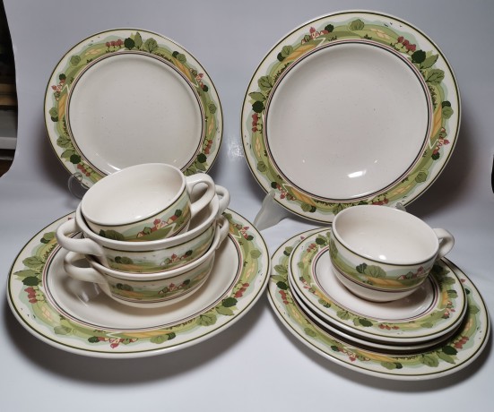 Pfalzkeramik "Heimatliebe", Пфальзкерамик Обеденный сервиз с сельскими пейзажами на 2 персоны, 10 предметов, 1975-1980гг