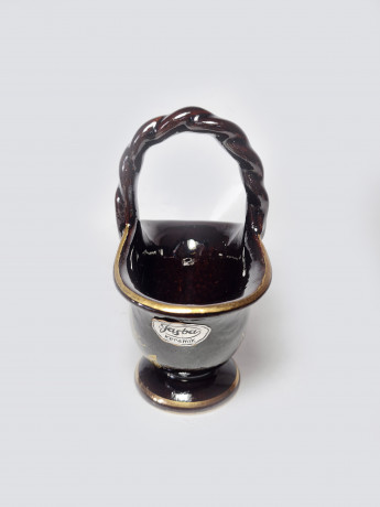 Jasba Keramik Керамическая корзинка с ручкой черная с позолотой, 13 x 9,5 см, Германия, 1960-70гг.