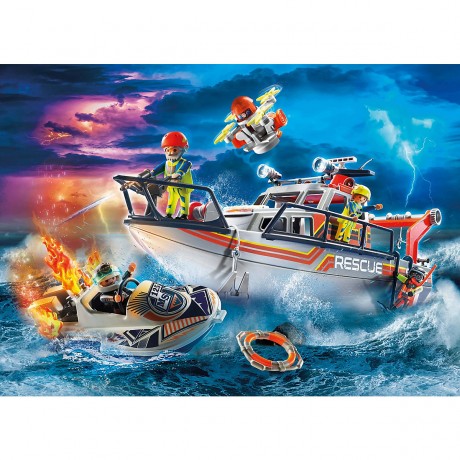 PLAYMOBIL PLAYMOBIL 70140 Seenot: Loscheinsatz mit Rettungskreuzer PLAYMOBIL 70140 Distress: миссия по тушению пожара со спасательным кораблем