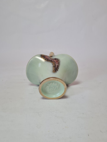 Конфетница винтажная Jasba Keramik, в светло-зеленых тонах, с позолотой, 8 x 12 см, Германия, 1960-70гг.