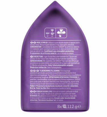 Senseo Milka кakao pads 112g, Сенсео какао-напиток со вкусом шоколада Milka в чалдах, 8 штук, 112 г