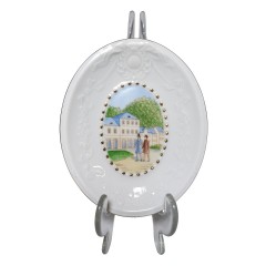 Pirken Hammer Gentlemen, Пиркен Хаммер Декоративная винтажная тарелка &quot;Встреча джентльменов&quot;, фактурный фарфор, 14см х 11см, Чехословакия 1950г.