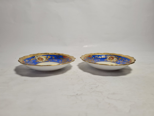 Блюдце винтажное Meito Porzellan, кобальт / золото, 2 шт., фарфор, 9 см, Италия, 1970-80гг.