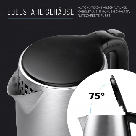 Balter Balter Wasserkocher WK-7, 1,7 Liter, Edelstahl, 2200 Watt, kabellos, Teekocher  Чайник Balter WK-7, 1,7 л, нержавеющая сталь, 2200 Вт, беспроводной, чайник