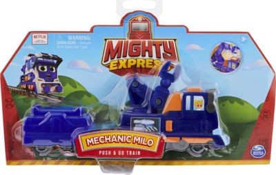 Spin Master Mighty Express Push-and-Go Zug Mechaniker Milo mit Guterwaggon Механик поезда Mighty Express Push-and-Go Майло с товарным вагоном