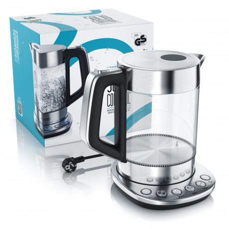 Arendo Arendo Wasserkocher, 1,5 l, 2200 W, Edelstahl  Glas mit Basisstation, Temperatureinstellung 70° 100° C  Чайник Arendo, 1,5 л, 2200 Вт, стекло нержавеющая сталь, с подставкой, регулировка температуры 70° 100° C