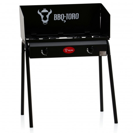 BBQ-Toro BBQ-Toro Gaskocher Gas Grilltisch mit Windschutz, Gusseisen Gaskocher 2 Brenner, 12kw  Газовая плита BBQ-Toro, газовый гриль-стол с защитой от ветра, чугунная газовая плита, 2 конфорки, 12 кВт