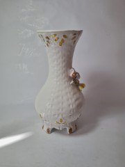 Capodimonte Ваза с фактурным узором, позолотой и цветами, 23см х 12см, Италия, 1960-70гг.