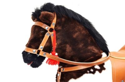 Erst-Holz Grosses Pluschpferd Schaukelpferd Holzpferd gescheckt Большая плюшевая лошадка