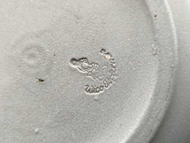 Тарелка декоративная винтажная Wico "Триер" в бежево-синих тонах, керамика, 19 см, Германия, 1960-70гг.