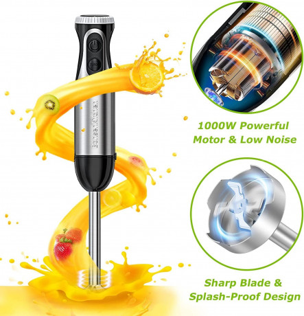 EUARY EUARY Stabmixer Elektrische Stabmixer 5 in1 Purierstab Set Mixstab Hand Blender Mixer, Purierstabmixer Edelstahl 5 in 1 set 1000w Handmixer Zauberstab Mixer Ручной блендер EUARY, электрический ручной блендер, набор ручных блендеров 5 в 1, палочка д