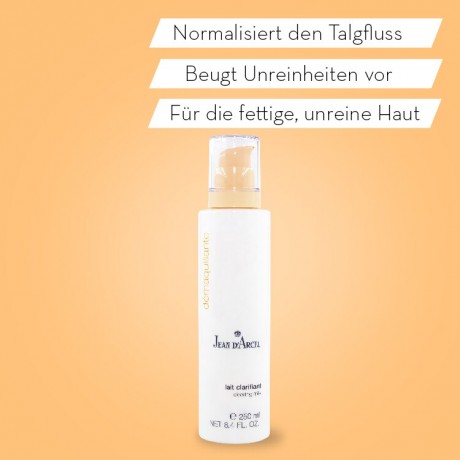 JEAN D'ARCEL lait clarifiant DEMAQUILLANTE Reinigungsmilch antibakteriell vorbeugend gegen Mitesserbildung очищающее молочко lait clarifiant DEMAQUILLANTE антибактериальное предотвращает появление угрей