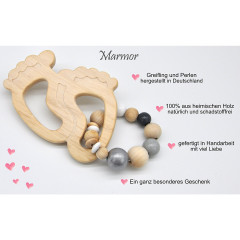 glucksWunder Holz Greifling Beissring Babyfusschen mit Geschenkverpackung Деревянное кольцо для прорезывания зубов детские ножки с подарочной коробкой