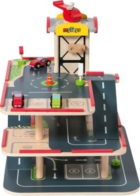 myToys ORIGINALS Parkgarage aus Holz inkl. Autos Деревянный гараж с машинами