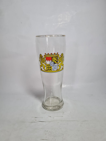Немецкий бокал для пива винтажный VEBA с гербом, стекло, 0.5 л, 22 см, Германия, 1980-90гг.
