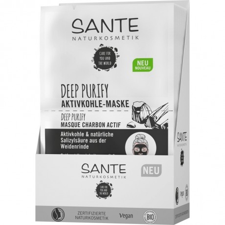 Sante Deep Purify Maske Aktivkohle & naturliche Salizylsaure aus der Weidenrinde Маска Deep Purify Активированный уголь и натуральная салициловая кислота из коры ивы