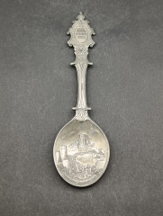 Ложка винтажная WMF Zinn &quot;Гейдельбергский замок&quot;, юбилейная, олово, 19 см, Германия, 1984 год.