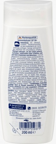 SUNDANCE Sonnenmilch, MED ultra sensitiv, LSF 50+ Солнцезащитный бальзам для сверхчувствительной кожи, высокая степень защиты SPF 50+, 200мл