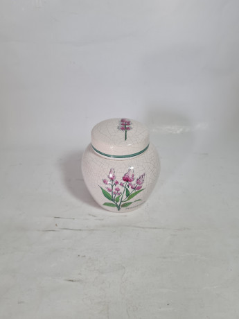 Баночка винтажная Herr Fayence "Мята" с крышкой, кракелюр, фарфор, 9.5 см, Германия, 1970-80гг.
