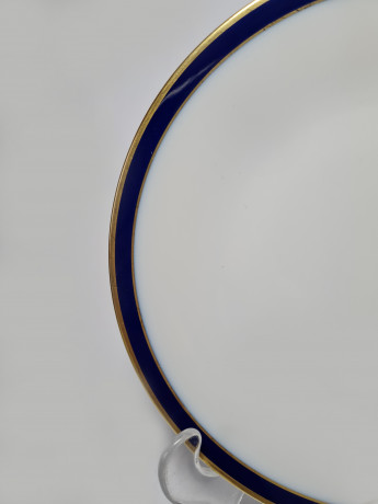 Hutschenreuther Arzberg Bavaria Винтажное трио белый фарфор с синим ободком и позолотой, Германия, 1960-70гг.