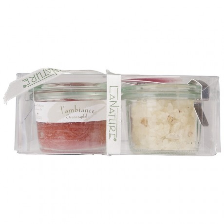 LaNature Badesalz & Duftkerze Granatapfel Badeset Granatapfel, 70 g