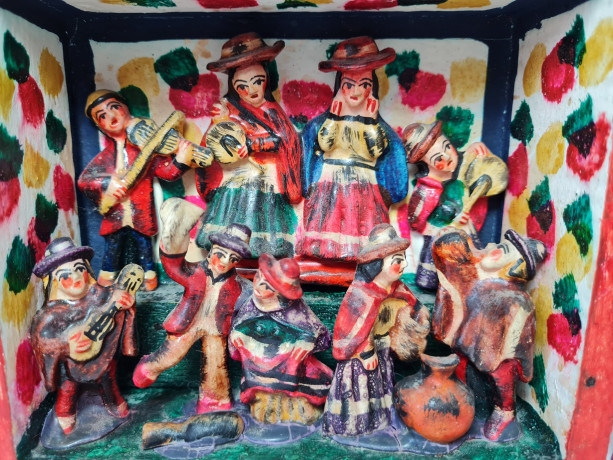 Композиция винтажная Retablos "Музыканты", гипс, ручная роспись, 16 x 7,5 x 17,5 см, Германия, 1960-70гг.