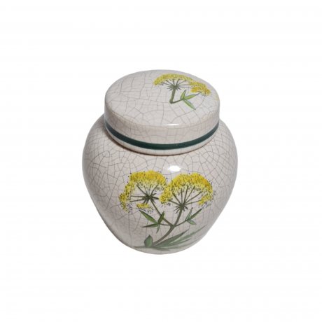 Баночка винтажная Herr Fayence "Любисток" с крышкой, кракелюр, фарфор, 9.5 см, Германия, 1970-80гг.