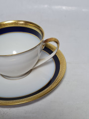 Кофейная пара винтажная Hutschenreuther Bavaria в черно-золотых тонах, фарфор, Германия, 1970-80гг.