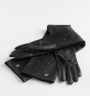 CHANEL HANDSCHUHE Шанель перчатки кожаные с стразами