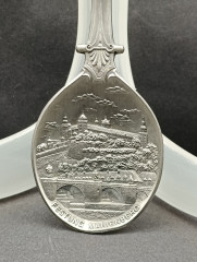 Ложка сувенирная винтажная WMF "Крепость Мариенберг", олово, 19.5 см, Германия, 1988 год.