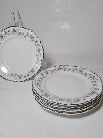 Hutschenreuther Bavaria Набор фарфоровых тарелок "Незабудки", 5 шт х 15,5 x 2 см, Германия, 1960-70гг.