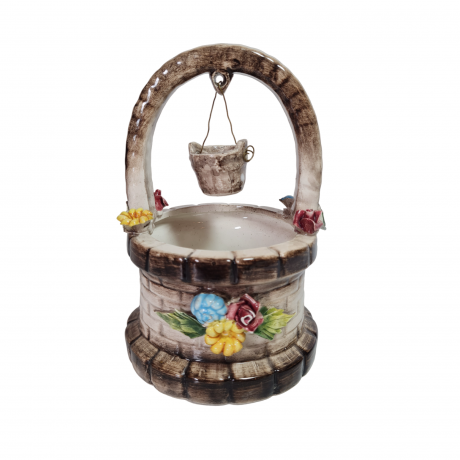 Фигурка винтажная "Колодец с ведром" Capodimonte, серо-коричневая керамика, 10 x 16 см, Италия, 1960-1970гг.