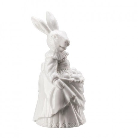 Hutschenreuther Hutschenreuther Hasenfiguren Hasenfrau mit Eiern - weiss glasiert h: 13,3 cm Фигурки кроликов Hutschenreuther женщина-кролик с яйцами - белая глазурь, высота: 13,3 см