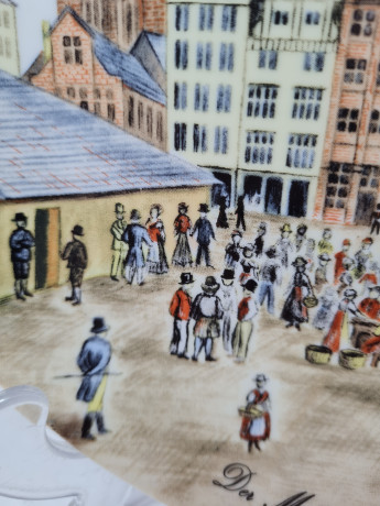 Kaiser Berg Декоративная тарелка с изображением торговой площади в г. Любек, 24 x 3 см, Германия, 1970-80гг.