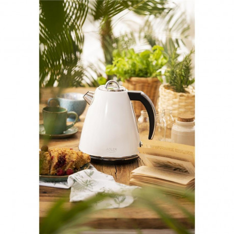 Adler Adler Wasserkocher AD 1343, Edelstahl, elektrisch, Wasserkessel, 1,5 Liter, drehbar, weiss beige / creme Чайник Adler AD 1343, нержавеющая сталь, электрический, чайник, 1,5 литра, вращающийся, белый