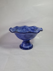 Фруктовница винтажная большая Pintado A Mano Spain, синяя с фруктовым декором, 28 x 18 см, Испания, 1970-80гг.