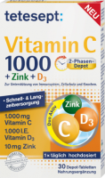 tetesept Vitamin C + Zink + D3 Tabletten 30St Комплекс для иммунитета с Витамином C, Цинком и витамином D3, 30шт.