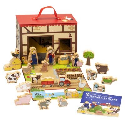 yoamo Bauernhof Spielkoffer fur Kinder mit 24 Holzfiguren Ферма для детей с 24 деревянными фигурками