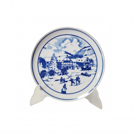 Hutschenreuther 1814 Винтажная тарелка эксклюзивно для Нидертхальского двора "Зима", 20см, Германия, 1970-80гг.